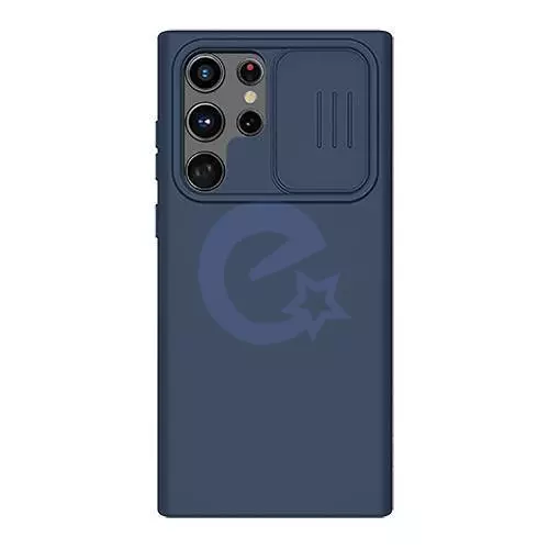 Протиударний чохол бампер Nillkin CamShield Silky Silicone (шторка на камеру) для Samsung Galaxy S22 Ultra Midnight Blue (Темно синій)