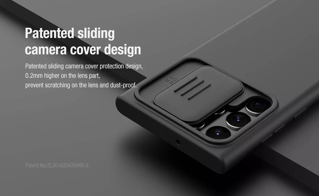 Протиударний чохол бампер Nillkin CamShield Silky Silicone (шторка на камеру) для Samsung Galaxy S22 Ultra Black (Чорний)