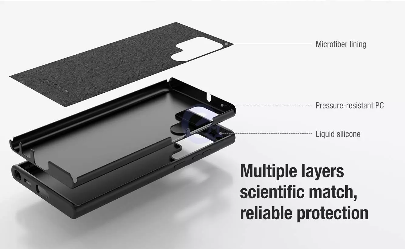 Протиударний чохол бампер Nillkin CamShield Silky Silicone (шторка на камеру) для Samsung Galaxy S22 Ultra Black (Чорний)