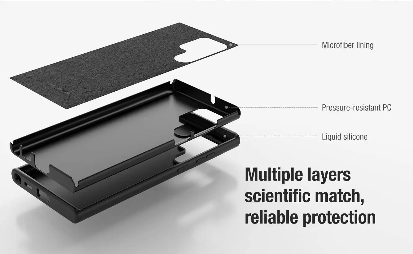 Протиударний чохол бампер Nillkin CamShield Silky Silicone (шторка на камеру) для Samsung Galaxy S22 Ultra Dark Green (Темно зелений)