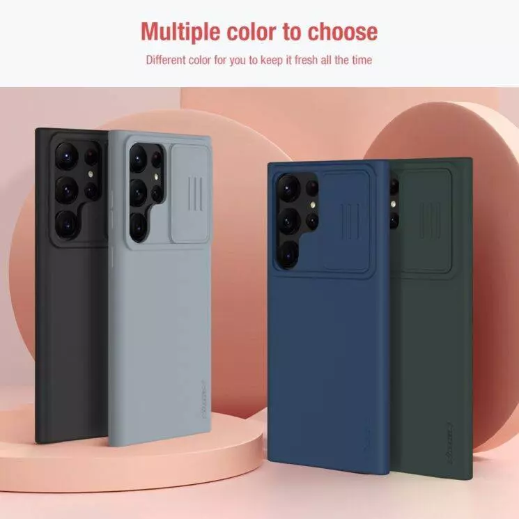 Протиударний чохол бампер Nillkin CamShield Silky Silicone (шторка на камеру) для Samsung Galaxy S23 Ultra Midnight Blue (Темно синій)