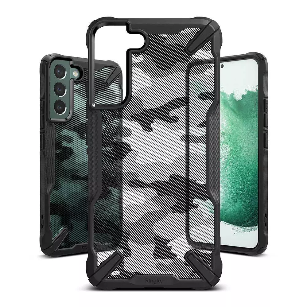 Противоударный чехол бампер Ringke Fusion-X Design для Samsung Galaxy S22 Plus Camo / Black (Камуфляж / Черный)