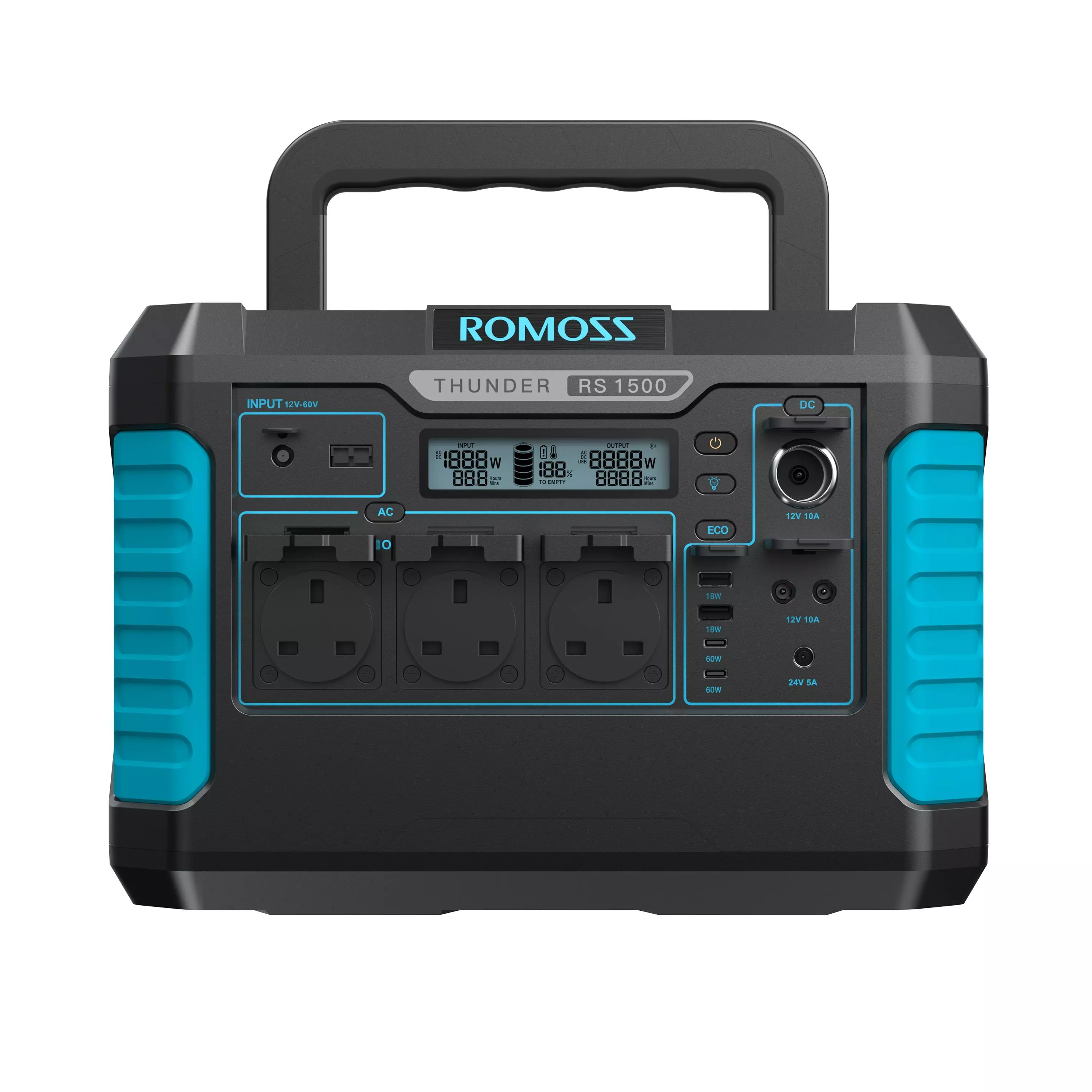 Портативна електростанція Romoss Power Station RS1500 1500W Peak 3000W Black / Blue (Чорний / Синій)