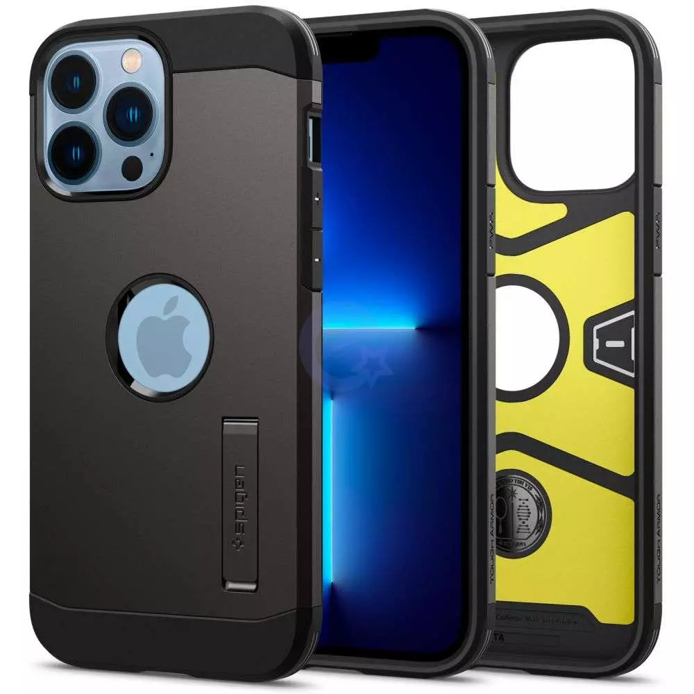 Протиударний чохол бампер Spigen Tough Armor (вбудована підставка) для iPhone 14 Pro Max Gunmetal (Збройовий метал)