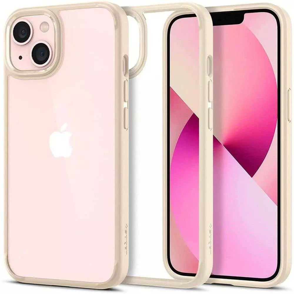 Противоударный чехол бампер Spigen Ultra Hybrid для iPhone 14 Sand Beige (Песочно Бежевый) ACS05044