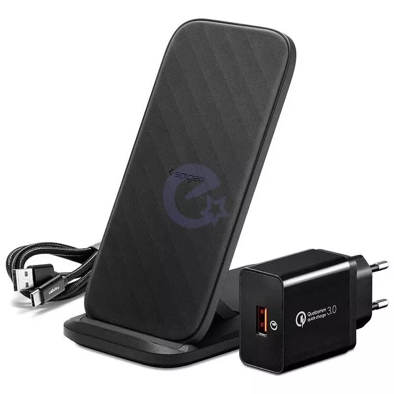 Беспроводная зарядка Spigen F316W Steadiboost Flex Fast Wireless Charger Black (Черный) 000CH25521