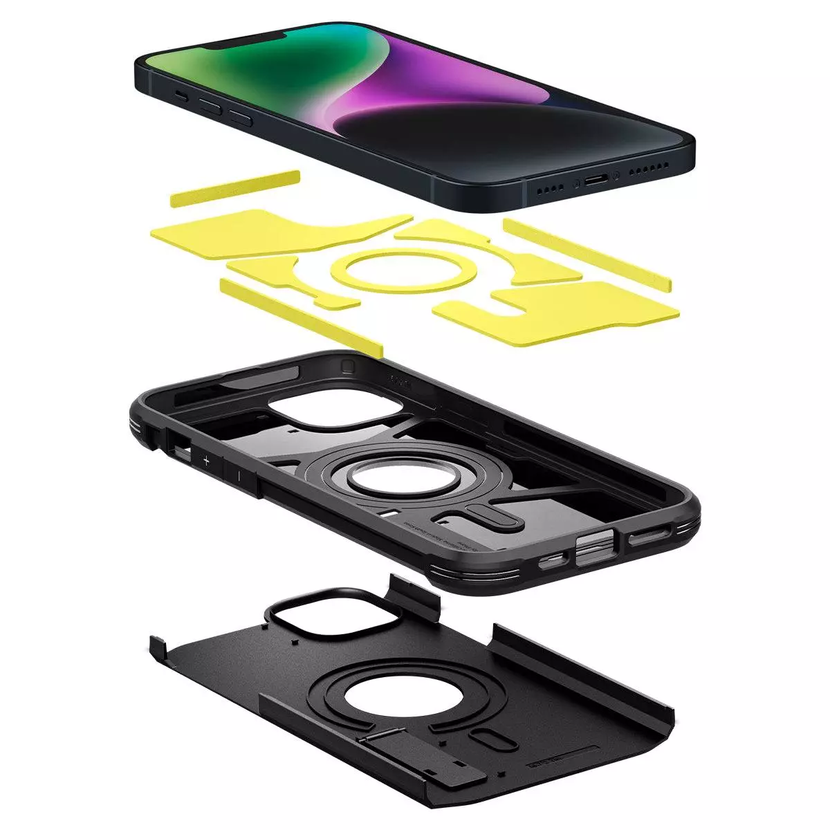 Противоударный чехол бампер Spigen Tough Armor MagSafe для iPhone 14 Black (Черный) ACS05062