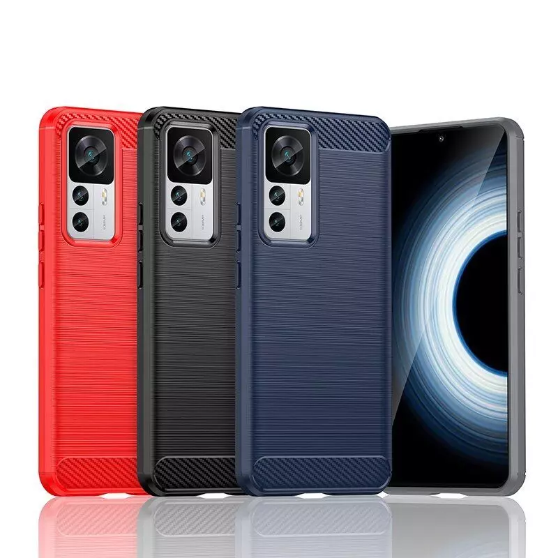 Протиударний чохол бампер для Xiaomi 12T / 12T Pro / Redmi K50 Ultra iPaky Carbon Fiber Blue (Синій)