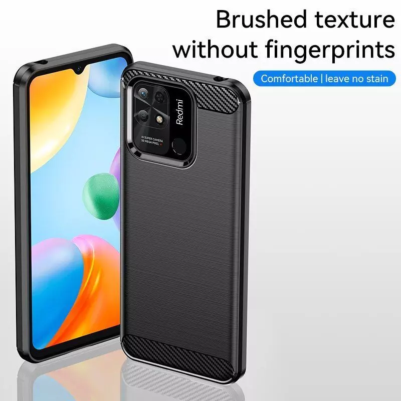 Противоударный чехол бампер для Xiaomi Poco C40 / Redmi 10C iPaky Carbon Fiber Red (Красный)