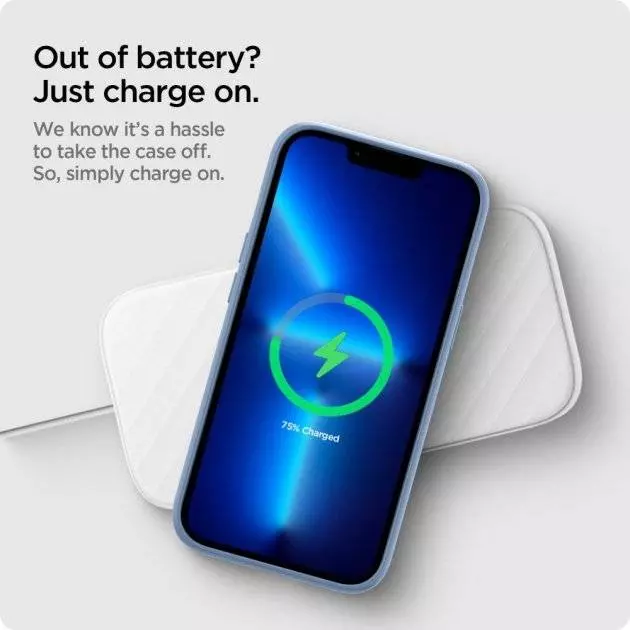 Противоударный чехол бампер Spigen Silicone Fit для iPhone 14 Pro Blue (Синий)