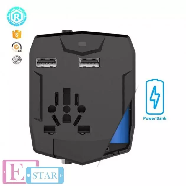 Мережевий зарядний пристрій Nomi UC01 мультитревел із вбудованим акумулятором Black (Чорний) 338348