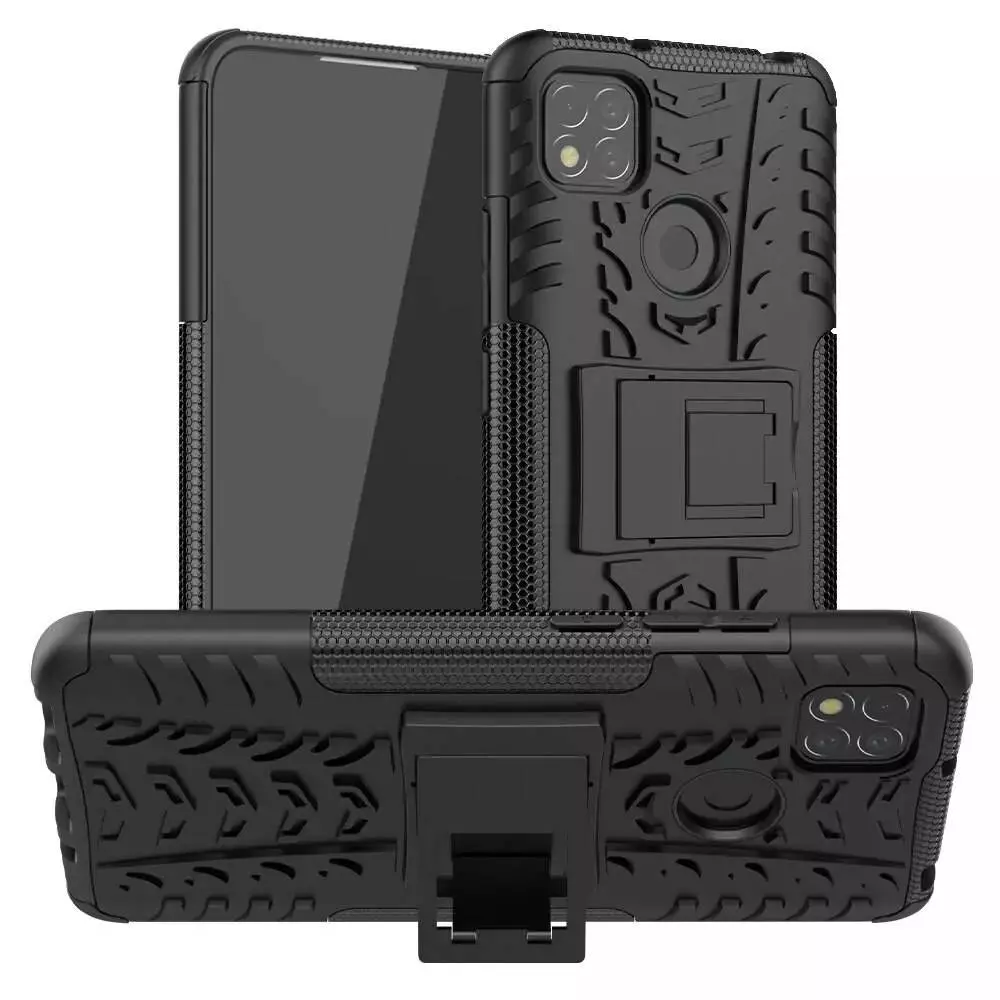 Противоударный чехол бампер для Xiaomi Poco C40 / Redmi 10C Nevellya Case (встроенная подставка) Black (Черный)