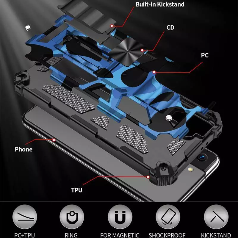 Противоударный чехол бампер для Xiaomi Redmi A1 Plus / Redmi A2+ Anomaly Hybrid Armor (встроенная подставка) Rose Gold (Розовое Золото)