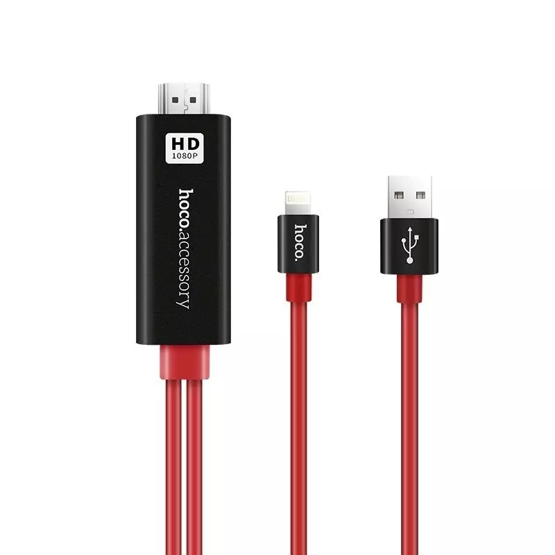 Перехідник Hoco UA4 Lightning HDMI Black/Red (Чорно-Червоний) Перехідник Hoco UA4 Lightning HDMI Black/Red (Чорно-Червоний)