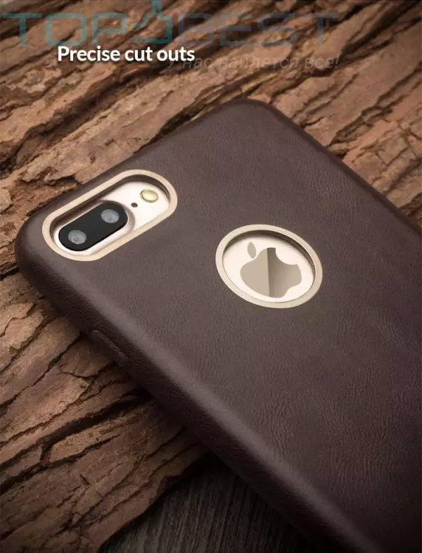 Кожаный чехол бампер для iPhone 7 / iPhone 8 Qialino Calf Skin Brown (Коричневый)