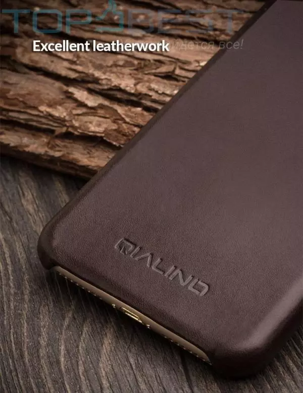 Кожаный чехол бампер для iPhone 7 / iPhone 8 Qialino Calf Skin Brown (Коричневый)
