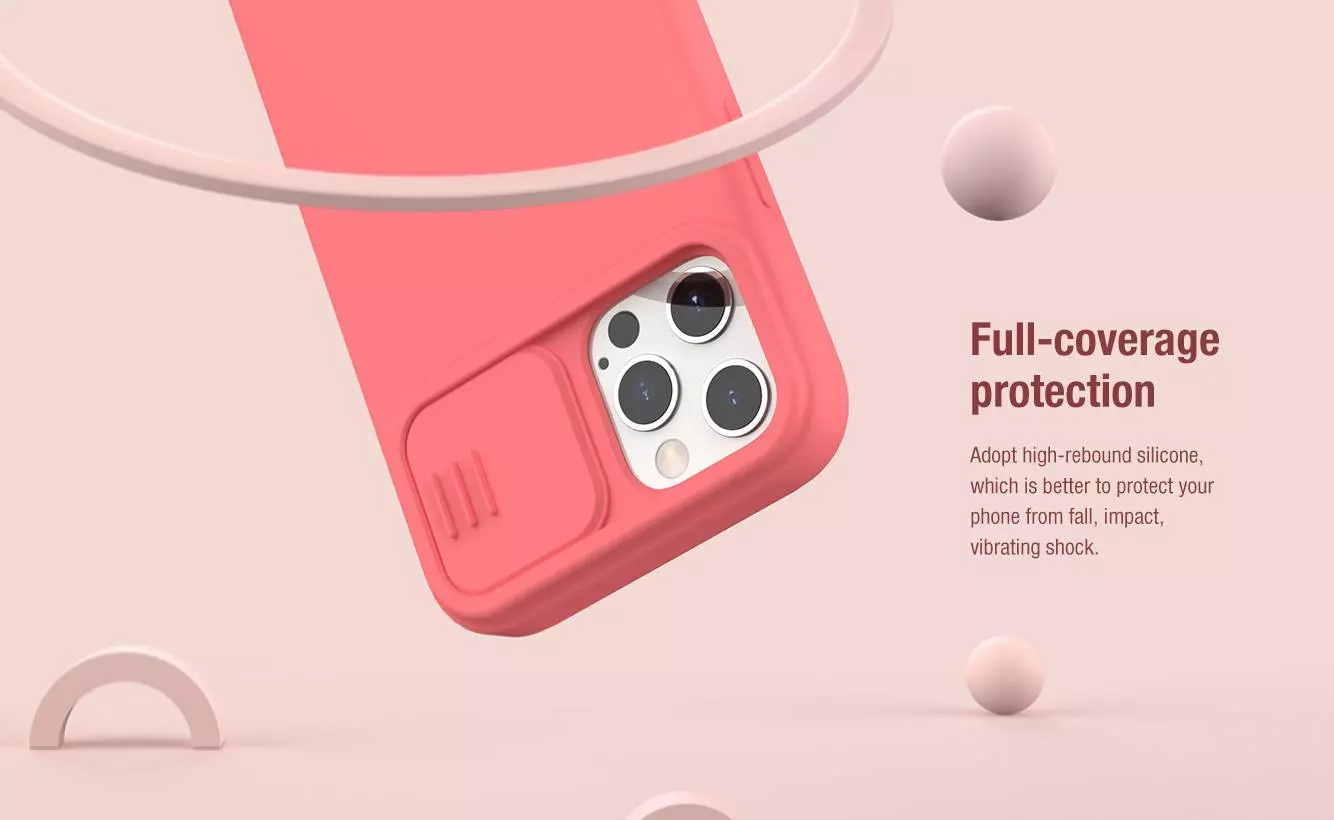 Противоударный чехол бампер Nillkin CamShield Silky Magnetic Silicone (шторка на камеру) для iPhone 12 Pro Max Blue (Синий)