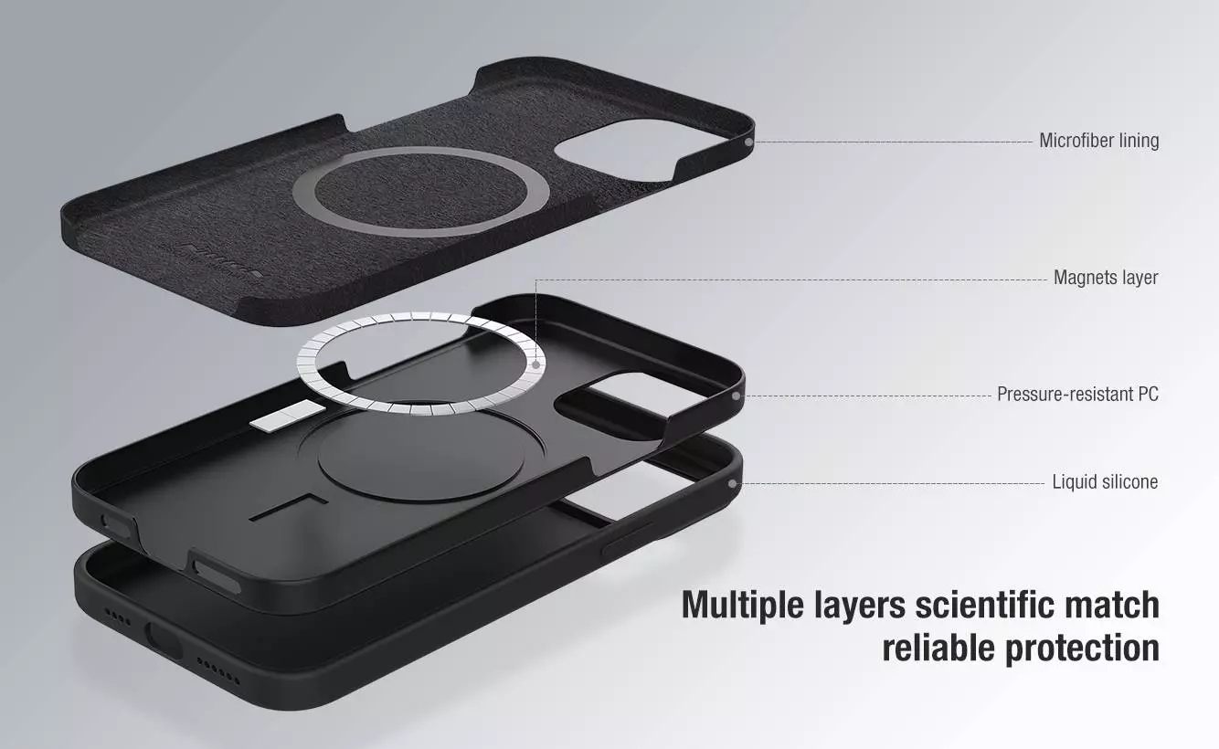 Противоударный чехол бампер Nillkin CamShield Silky Magnetic Silicone (шторка на камеру) для iPhone 12 Pro Max Blue (Синий)