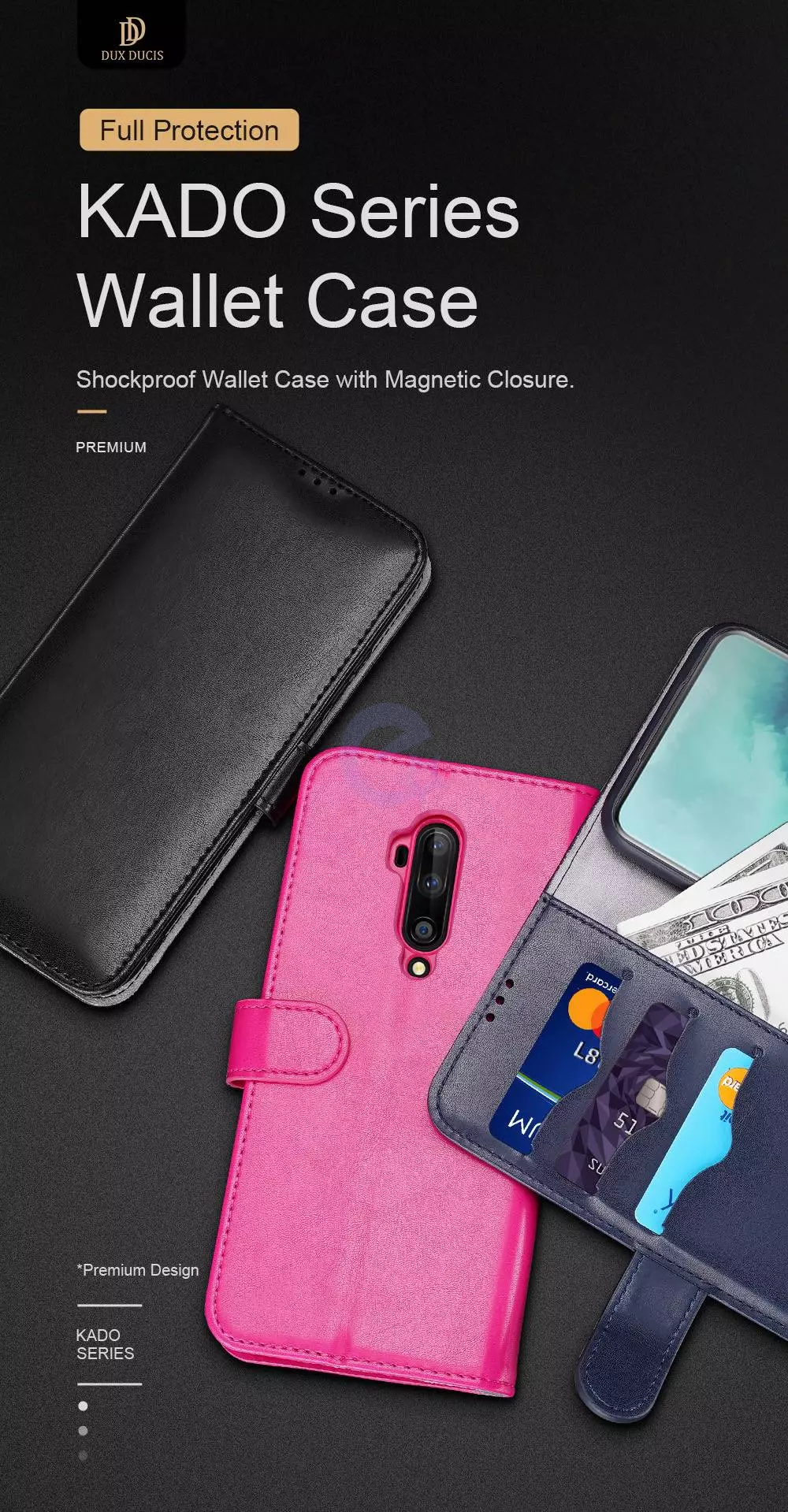 Чохол книжка для OnePlus 7T Pro Dux Ducis Kado Pink (Рожевий) Чохол книжка для OnePlus 7T Pro Dux Ducis Kado Pink (Рожевий)