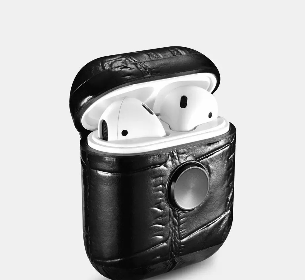 Чохол Icarer Crocodile Fidget Spinner Airpods Leather Case Black (Чорний) IAP010