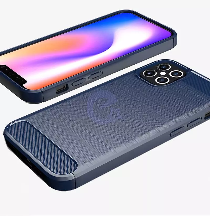 Протиударний чохол бампер для iPhone 12 Pro Max iPaky Carbon Fiber Blue (Синій)