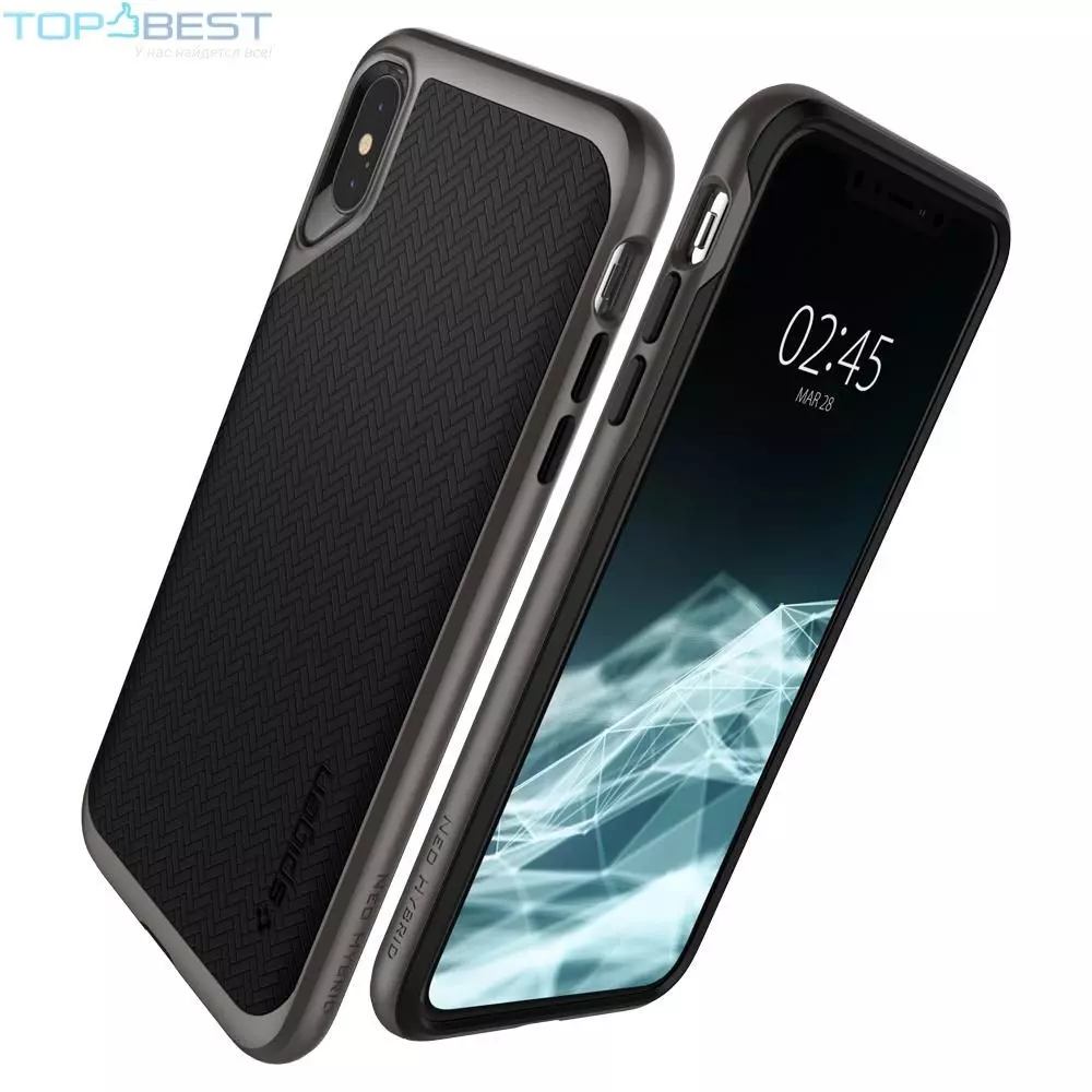 Противоударный чехол бампер Spigen Neo Hybrid для iPhone Xs Max Gunmetal (Оружейный Метал)