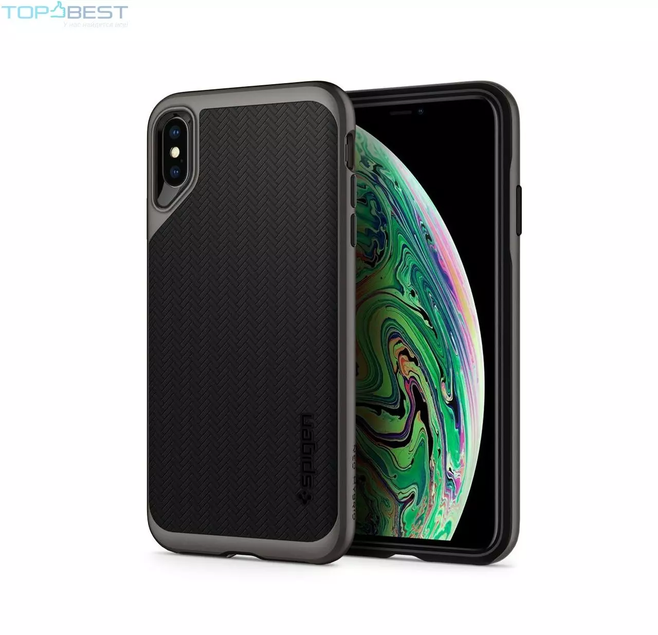 Противоударный чехол бампер Spigen Neo Hybrid для iPhone Xs Max Gunmetal (Оружейный Метал)
