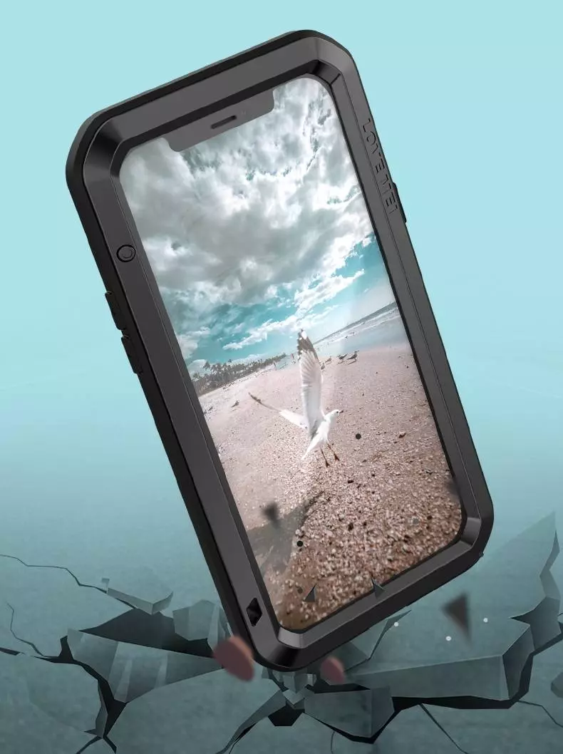 Противоударный чехол бампер Love Mei PowerFull (Со стеклом) для iPhone 12 Pro Black (Черный)