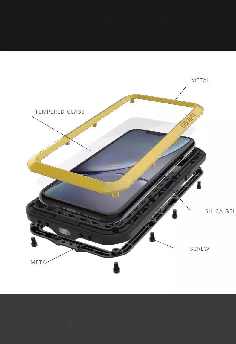 Протиударний чохол бампер Love Mei PowerFull (Зі склом) для iPhone 11 Pro Max White (Білий)