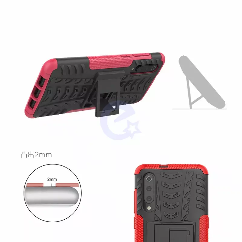 Противоударный чехол бампер для Xiaomi Mi9 Nevellya Case (встроенная подставка) Pink (Розовый)