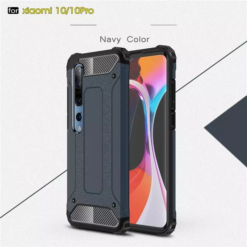 Противоударный чехол бампер для Xiaomi Mi10 / Mi10 Pro Anomaly Rugged Hybrid Dark Blue (Темно Синий)