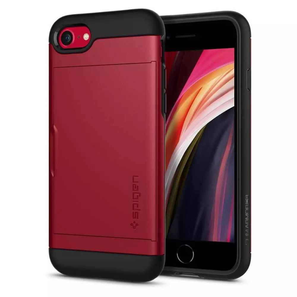 Протиударний чохол бампер Spigen Slim Armor CS (з відділом для карт) для iPhone SE 2020 / iPhone SE 2022 Red (Червоний) Протиударний чохол бампер Spigen Slim Armor CS (з відділом для карт) для iPhone SE 2020 / iPhone SE 2022 Red (Червоний)