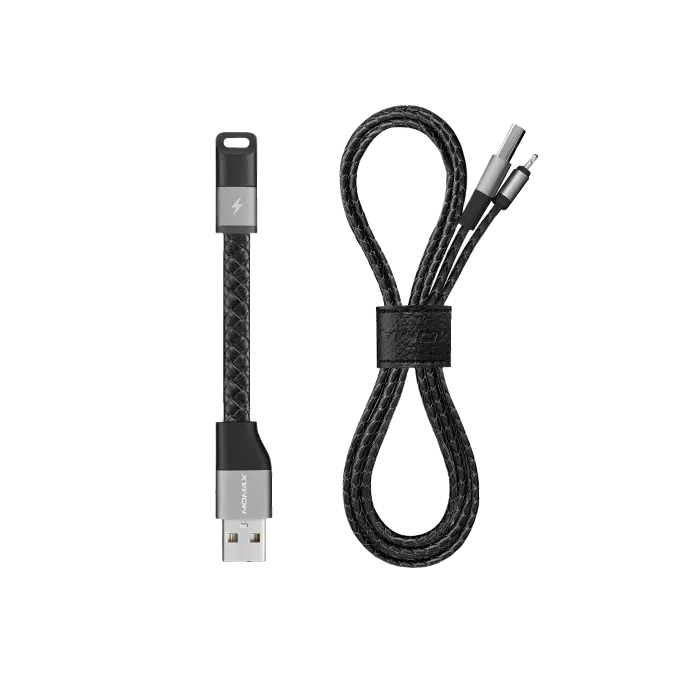 Кабель для зарядки Momax Elite-Link Pro Cable Special Pack (11cm&1m) Black (Черный) DL1GS Кабель для зарядки Momax Elite-Link Pro Cable Special Pack (11cm&1m) Black (Черный) DL1GS
