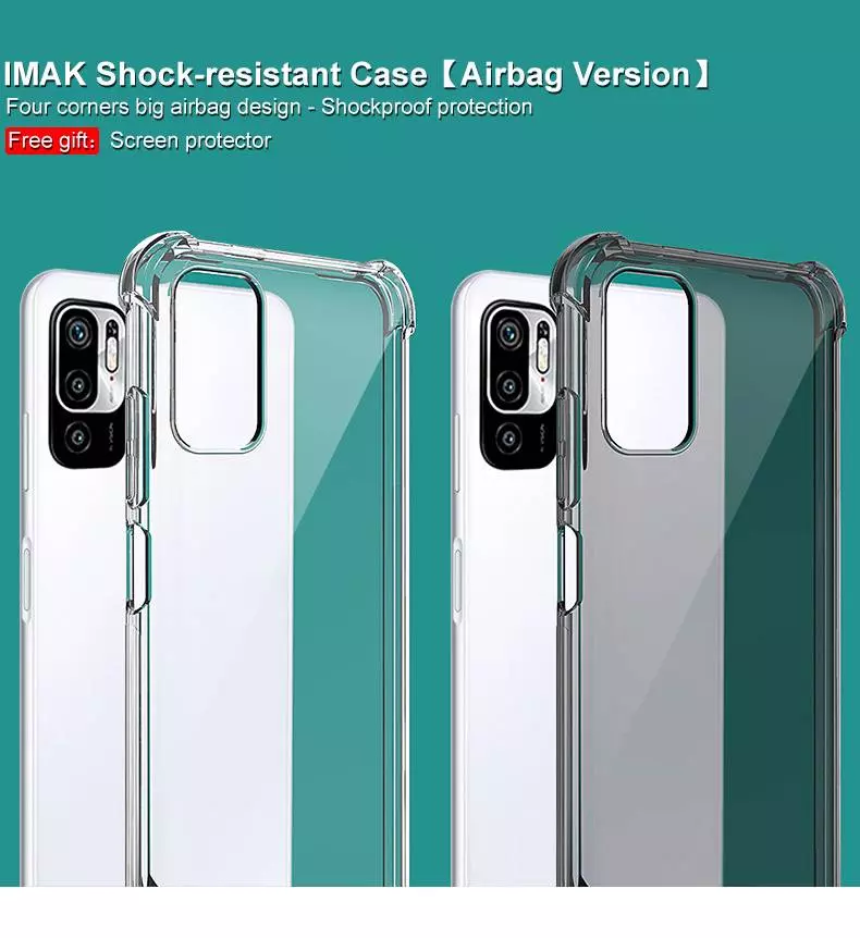 Противоударный чехол бампер для Xiaomi Redmi Note 10 5G / Poco M3 Pro Imak Shock Black / Transparent (Черный / Прозрачный)