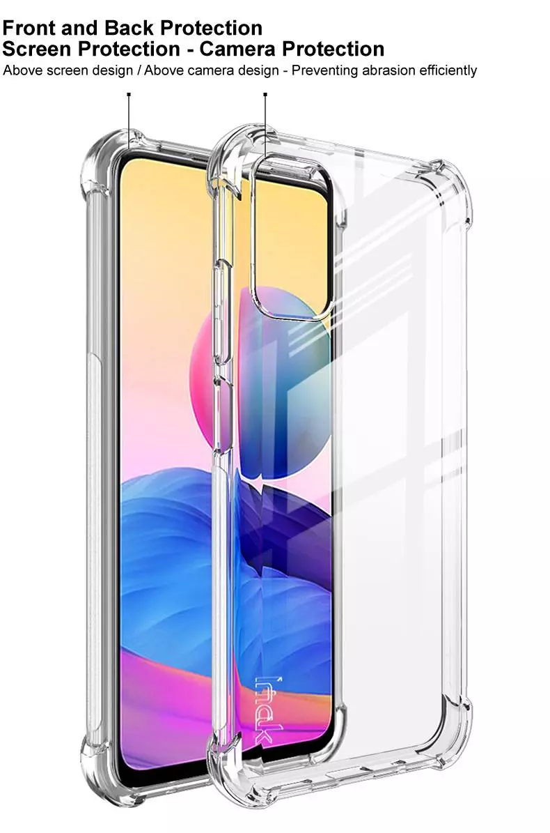 Противоударный чехол бампер для Xiaomi Redmi Note 10 5G / Poco M3 Pro Imak Shock Black / Transparent (Черный / Прозрачный)