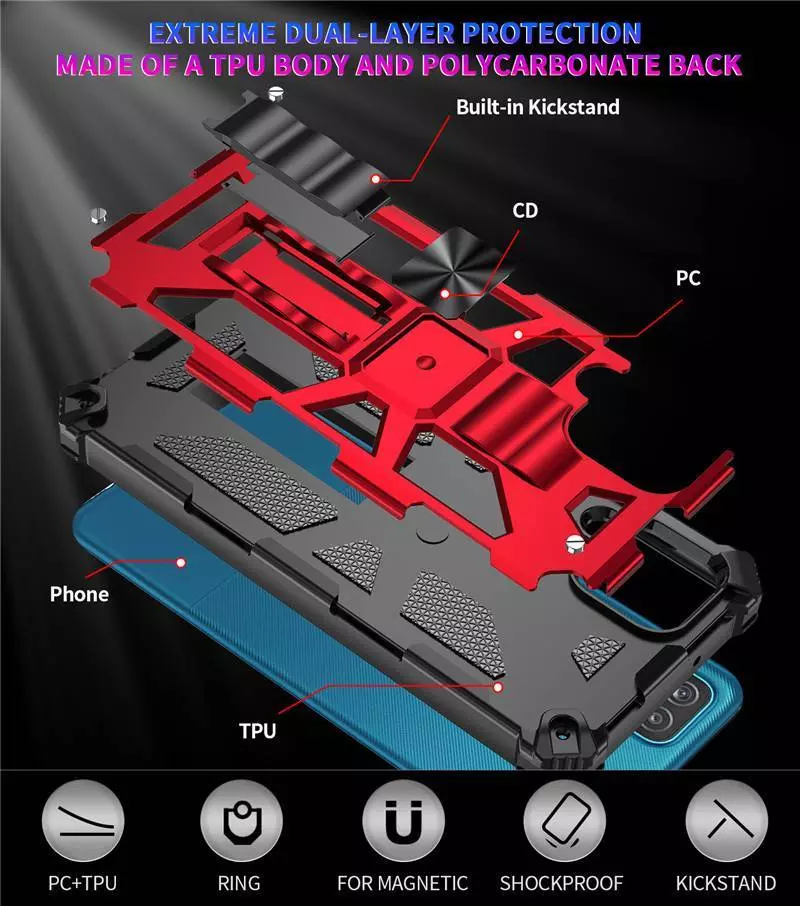 Протиударний чохол бампер для Xiaomi Poco X6 Pro Anomaly Hybrid Armor (вбудована підставка) Red (Червоний) Протиударний чохол бампер для Xiaomi Poco X6 Pro Anomaly Hybrid Armor (вбудована підставка) Red (Червоний)