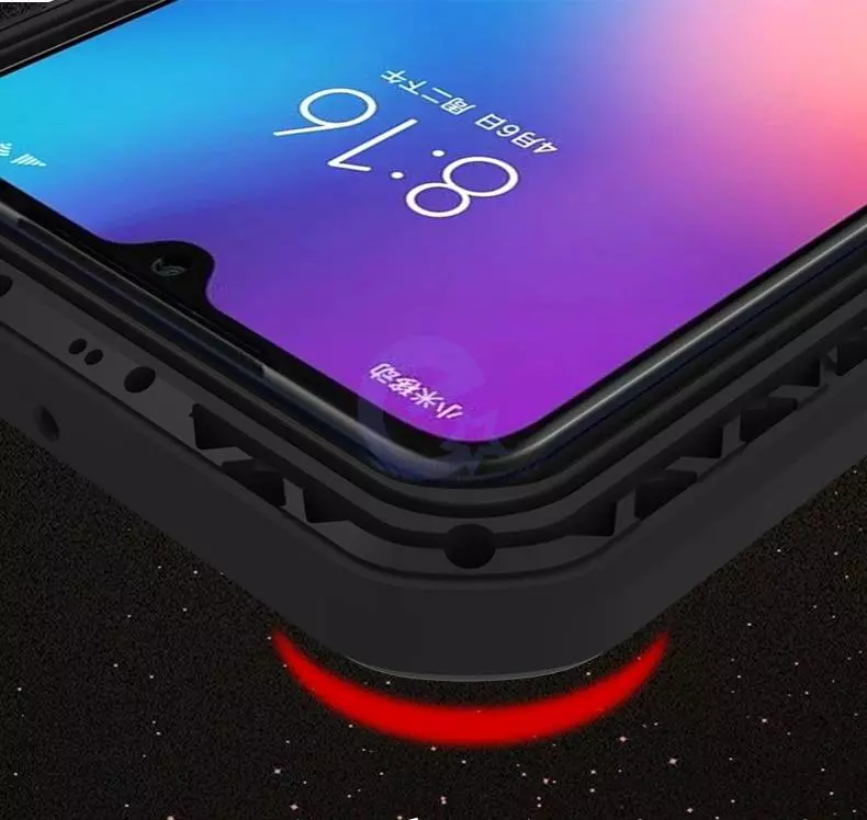 Противоударный чехол бампер Love Mei PowerFull (Со стеклом) для Huawei P30 Red (Красный)