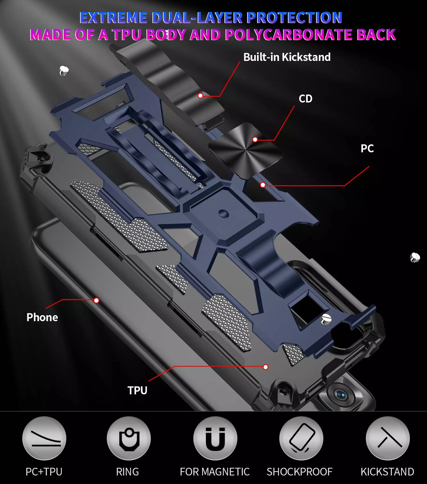 Протиударний чохол бампер для Motorola Moto G54 Anomaly Hybrid Armor (вбудована підставка) Gold (Золотий) Протиударний чохол бампер для Motorola Moto G54 Anomaly Hybrid Armor (вбудована підставка) Gold (Золотий)