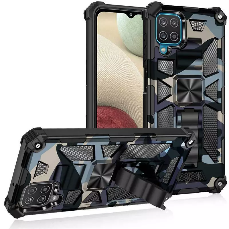Противоударный чехол бампер для Huawei Honor Magic5 Lite 5G / X9a Anomaly Hybrid Armor (встроенная подставка) Camo / Blue (Камуфляж / Синий)